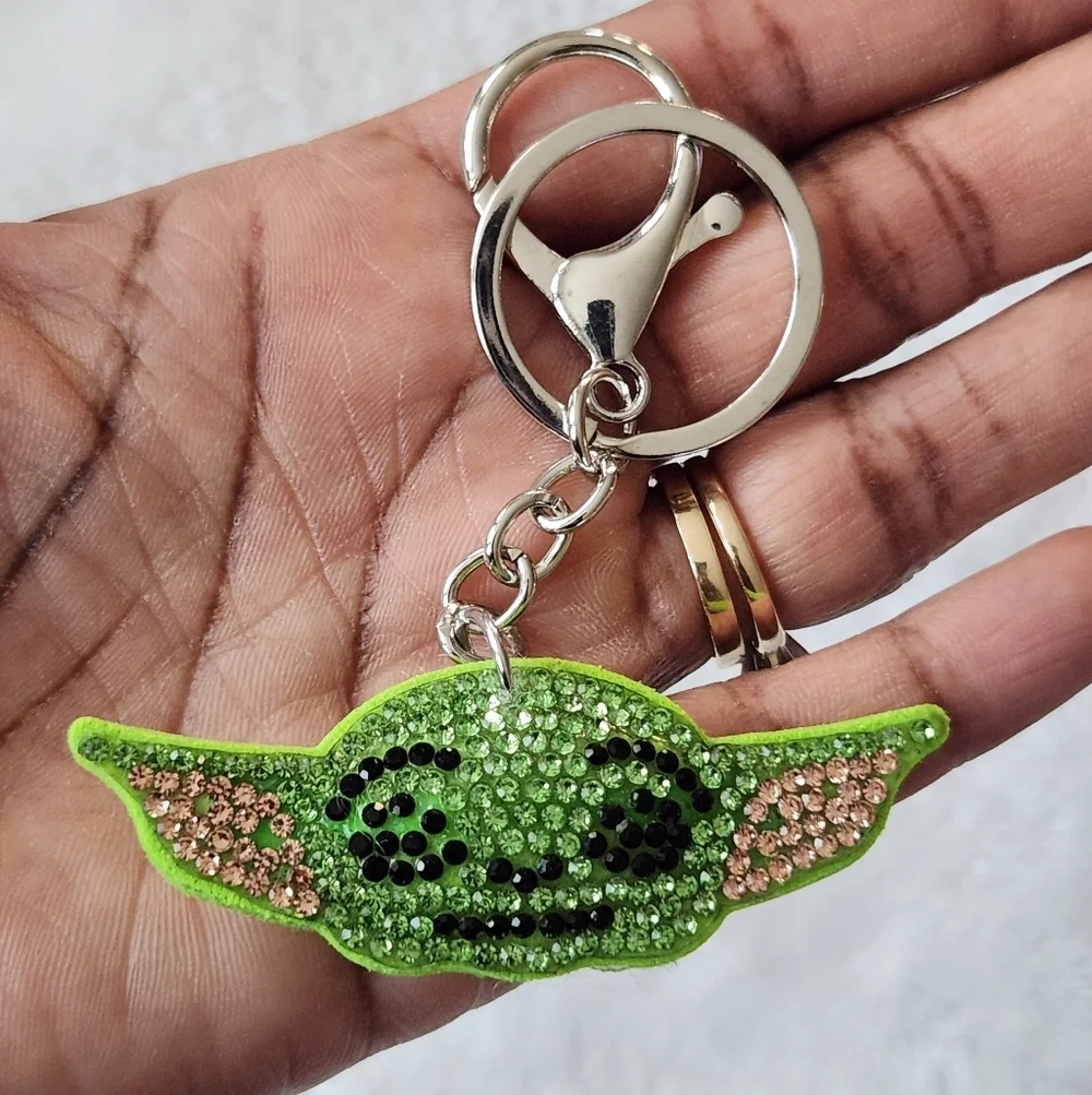Baby Yoda Star Ward Green and Pink Character Keychain Bag Charm